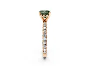 Solitaire Engagement Ring Setting for Fancy Green Cushion Cut Center with Fine Pave Band and Claw Prong Head in Rose Gold