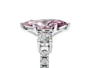 3 Stone Engagement Ring Setting for Fancy Pink Marquise Center with Round Cut Side Accents and Prong Head in Platinum