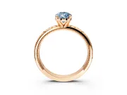 Solitaire Engagement Ring Setting for Fancy Blue Pear-Shaped Center with Scrollwork Band and Prong Head in Rose Gold