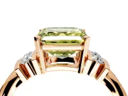 Solitaire Engagement Ring Setting for Fancy Yellow Asscher Cut Center with Grooved Bar Accent Band and Prong Head in Rose Gold