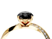 Side Accent Engagement Ring Setting for Fancy Black Pear-Shaped Center with Accent Shoulders and Prong Head in Yellow Gold