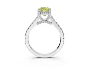 Solitaire Engagement Ring Setting for Fancy Yellow Cushion Cut Center with Widening Pave Band and Claw Prong Head in Sterling Silver