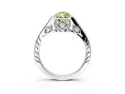 Cathedral Engagement Ring Setting for Fancy Yellow Pear-Shaped Center with Antique-Style Pave Band and Prong Head in Sterling Silver