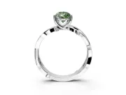 Solitaire Engagement Ring Setting for Fancy Green Pear-Shaped Center with Pave and Plain Crossover Band and Prong Head in White Gold