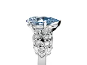 Cluster Engagement Ring Setting for Fancy Blue Pear-Shaped Center with 2-Row Shoulder Clusters and Prong Head in Sterling Silver