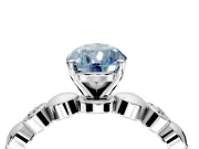 Solitaire Engagement Ring Setting for Fancy Blue Pear-Shaped Center with Beaded Bezel Station Band and Prong Head in Platinum
