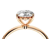 Solitaire Engagement Ring Setting for Oval Center with Straight Thin Band and Prong Head in Rose Gold
