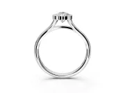 Solitaire Engagement Ring Setting for Pear-Shaped Center with V Split Shank and Bezel Head in Sterling Silver