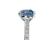 Solitaire Engagement Ring Setting for Fancy Blue Cushion Cut Center with Channel Accents and Prong Head in Platinum