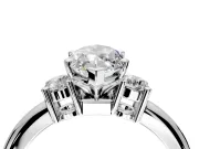 3 Stone Engagement Ring Setting for Marquise Center with Wide Plain Band and Prong Head in White Gold