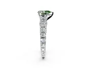 Solitaire Engagement Ring Setting for Fancy Green Pear-Shaped Center with Pave Cathedral Shoulders and Prong Head in Platinum