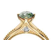 Solitaire Engagement Ring Setting for Fancy Green Marquise Center with Milgrain Cathedral Band and Prong Head in Yellow Gold