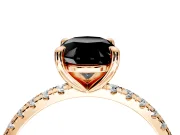 Solitaire Engagement Ring Setting for Fancy Black Oval Center with Fine Pave Narrow Band and Prong Head in Rose Gold