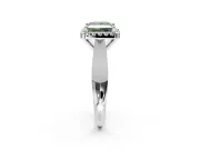 Halo Engagement Ring Setting for Fancy Green Princess Cut Center with Square Band and Prong Head in Sterling Silver