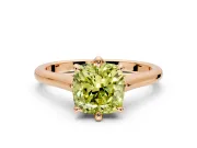 Solitaire Engagement Ring Setting for Fancy Yellow Cushion Cut Center with Cathedral Band and Prong Head in Rose Gold