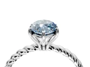 Solitaire Engagement Ring Setting for Fancy Blue Marquise Center with Plain Twisted Rope Band and Prong Head in Platinum