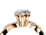Solitaire Engagement Ring Setting for Heart-Shaped Center with Half-Pave Crossover Band and Prong Head in Rose Gold