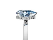 Hidden Halo Engagement Ring Setting for Fancy Blue Pear-Shaped Center with Plain Band and Tall Prong Head in Platinum