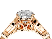 Solitaire Engagement Ring Setting for Cushion Cut Center with Marquise and Bezel Accents and Prong Head in Rose Gold