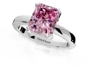 Solitaire Engagement Ring Setting for Fancy Pink Radiant Cut Center with Plain Band and Flat Tab Prong Head in Sterling Silver