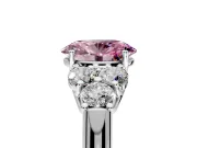 Cluster Engagement Ring Setting for Fancy Pink Oval Center with Round Cut Accent Frame and Prong Head in Platinum