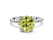 Solitaire Engagement Ring Setting for Fancy Yellow Round Cut Center with Plain Twisted Rope Band and Prong Head in Platinum