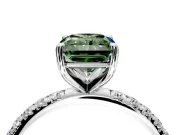 Solitaire Engagement Ring Setting for Fancy Green Radiant Cut Center with Micro Pave Band and Prong Head in White Gold