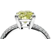 Solitaire Engagement Ring Setting for Fancy Yellow Cushion Cut Center with Multi-Row Pave Accents and Basket Head in Sterling Silver