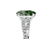 Solitaire Engagement Ring Setting for Fancy Green Oval Center with Twisted Pave Split Shank and Prong Head in Platinum