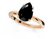Solitaire Engagement Ring Setting for Fancy Black Pear-Shaped Center with Fine Wire Band and Prong Head in Rose Gold
