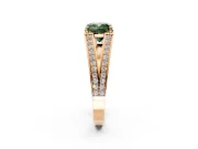 Split Shank Engagement Ring Setting for Fancy Green Cushion Cut Center with Pave Split Shank and Prong Head in Rose Gold
