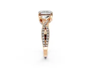 Solitaire Engagement Ring Setting for Radiant Cut Center with Narrow Twist Pave Band and Prong Head in Rose Gold