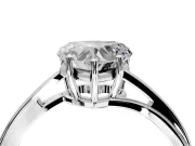 Solitaire Engagement Ring Setting for Heart-Shaped Center with Plain Bypass Twist Band and Prong Head in Sterling Silver