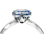 Solitaire Engagement Ring Setting for Fancy Blue Asscher Cut Center with Plain Split Shank and Prong Head in Sterling Silver