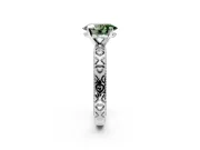 Solitaire Engagement Ring Setting for Fancy Green Oval Center with XO Engraved Band and Prong Head in Platinum