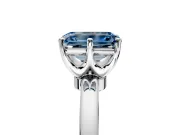 Solitaire Engagement Ring Setting for Fancy Blue Emerald Cut Center with Plain Band and Tulip Prong Head in Platinum
