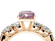 5 Stone Engagement Ring Setting for Fancy Pink Radiant Cut Center with Graduated Accents and Prong Head in Rose Gold