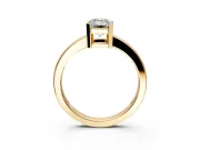 Solitaire Engagement Ring Setting for Emerald Cut Center with Plain Band and Flat Tab Prong Head in Yellow Gold