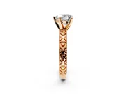 Solitaire Engagement Ring Setting for Heart-Shaped Center with XO Engraved Band and Prong Head in Rose Gold