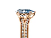 Solitaire Engagement Ring Setting for Fancy Blue Pear-Shaped Center with Pave Rail Split Shank and Prong Head in Rose Gold