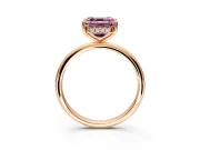 Hidden Halo Engagement Ring Setting for Fancy Pink Asscher Cut Center with Thin Round-Wire Band and Prong Head in Rose Gold