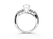 5 Stone Engagement Ring Setting for Radiant Cut Center with Graduated Accents and Prong Head in Sterling Silver