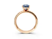 Solitaire Engagement Ring Setting for Fancy Blue Radiant Cut Center with Milgrain X Pattern Band and Prong Head in Rose Gold