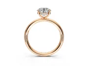 Hidden Halo Engagement Ring Setting for Round Cut Center with Thin Rounded Band and Prong Head in Rose Gold
