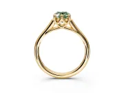 Solitaire Engagement Ring Setting for Fancy Green Oval Center with Cathedral Band and Prong Head in Yellow Gold