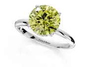 Hidden Halo Engagement Ring Setting for Fancy Yellow Round Cut Center with Thin Round-Wire Band and Prong Head in Sterling Silver