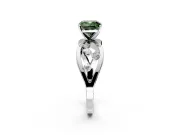 Solitaire Engagement Ring Setting for Fancy Green Cushion Cut Center with Criss-Cross Accent Band and Prong Head in Sterling Silver