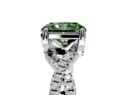 Solitaire Engagement Ring Setting for Fancy Green Radiant Cut Center with Narrow Twist Pave Band and Prong Head in White Gold