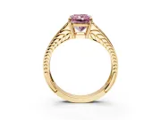 Split Shank Engagement Ring Setting for Fancy Pink Radiant Cut Center with Pave Split Shank and Prong Head in Yellow Gold