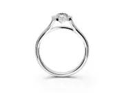 Solitaire Engagement Ring Setting for Marquise Center with V Split Shank and Bezel Head in Platinum